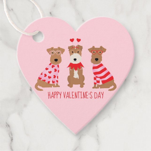 Happy Valentines Day Welsh Wire Fox Terrier Dogs Geschenkanhänger (Vorderseite)