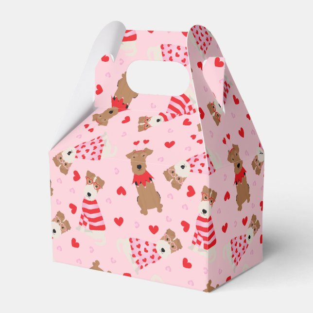 Happy Valentines Day Welsh Wire Fox Terrier Dogs Geschenkschachtel (Vorderseite)