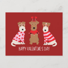 Happy Valentines Day Welsh Wire Fox Terrier Dogs Postkarte