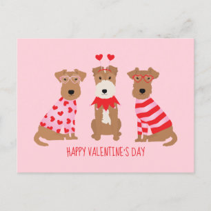 Happy Valentines Day Welsh Wire Fox Terrier Dogs Postkarte