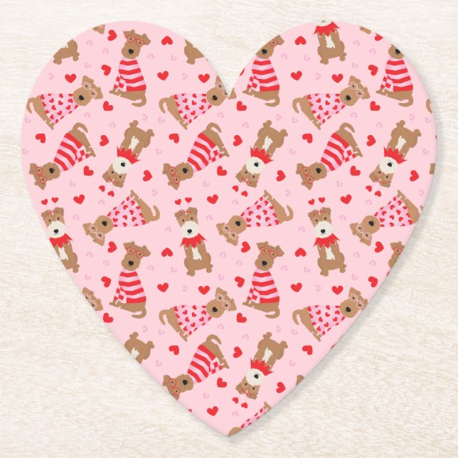 Happy Valentines Day Welsh Wire Fox Terrier Dogs Untersetzer (Vorderseite)