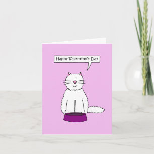 Happy Valentine's Day White Cat Karte