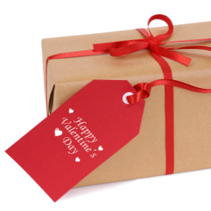 Happy Valentine's Day White Hearts Gift Tags Geschenkanhänger