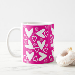 Happy Valentine's Day White Hearts Kaffeetasse