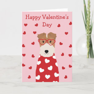 Happy Valentines Day Wire Fox Terrier Dog Feiertagskarte