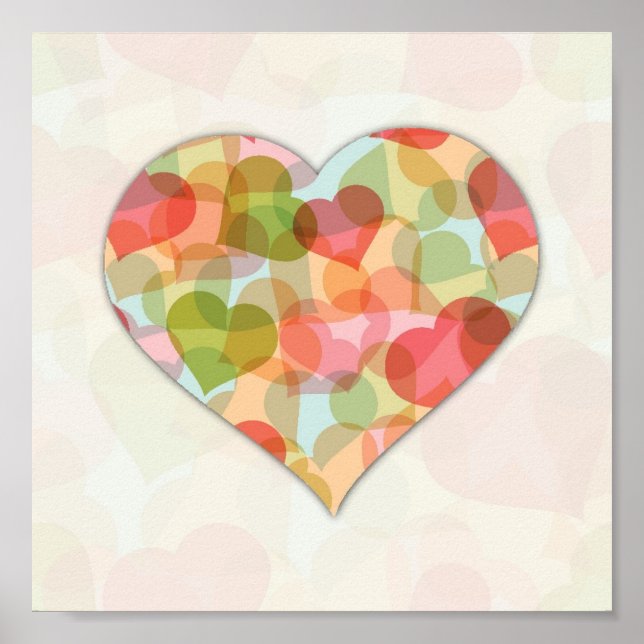Happy Valentines Day with colorful hearts Poster (Vorne)