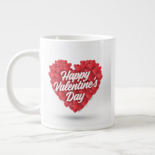 Happy Valentine's Day with Hearts Design-23056 Jumbo-Tasse