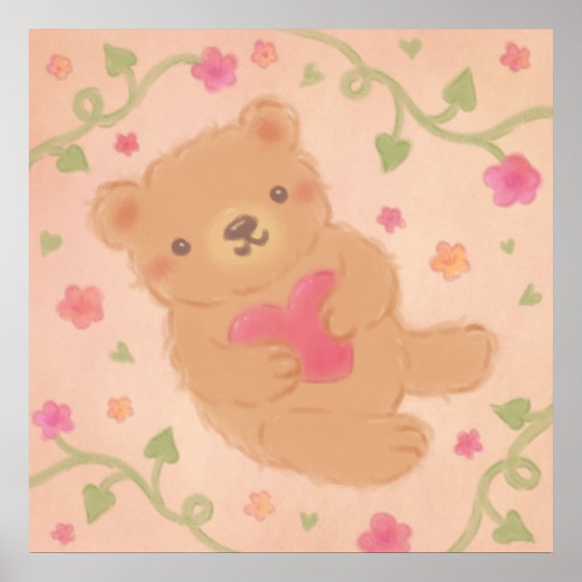 Happy Valentine's Day with Teddy Bear Poster (Vorne)
