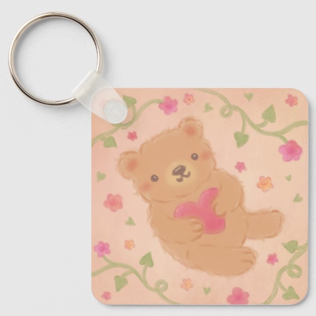 Happy Valentine's Day with Teddy Bear Schlüsselanhänger (Vorderseite)