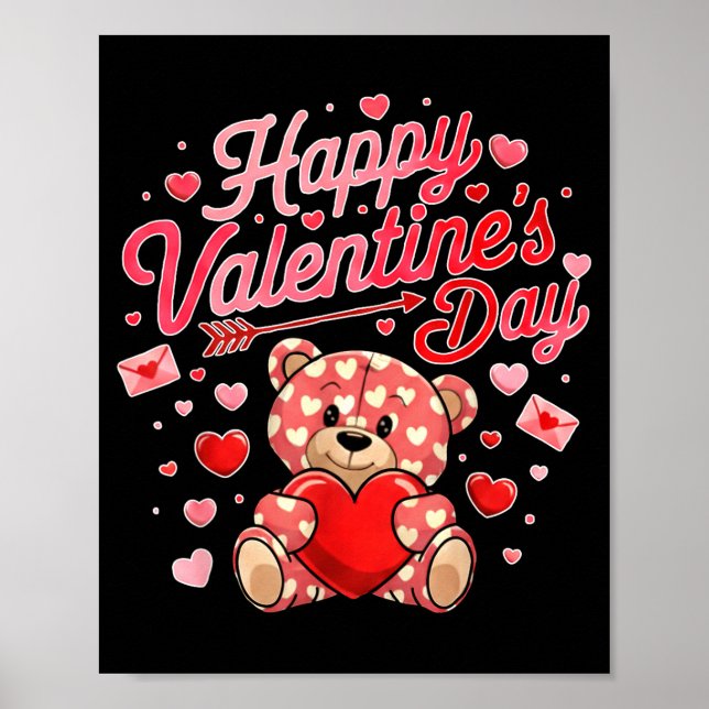 Happy Valentines Day Women Cute Bear Valentine Hea Poster (Vorne)