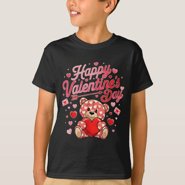 Happy Valentines Day Women Cute Bear Valentine Hea T-Shirt (Vorderseite)