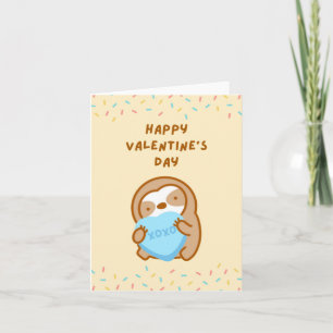 Happy Valentine's Day XOXO Hugs und Kisses Sloth Karte