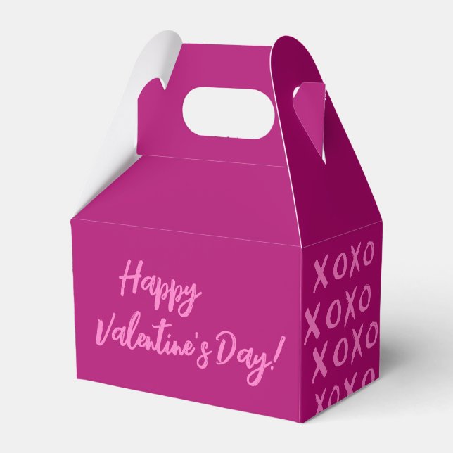 Happy Valentine's Day XOXO magenta Niedlich Geschenkschachtel (Vorderseite)