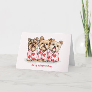 Happy Valentines Day Yorkshire Terrier Dogs Feiertagskarte