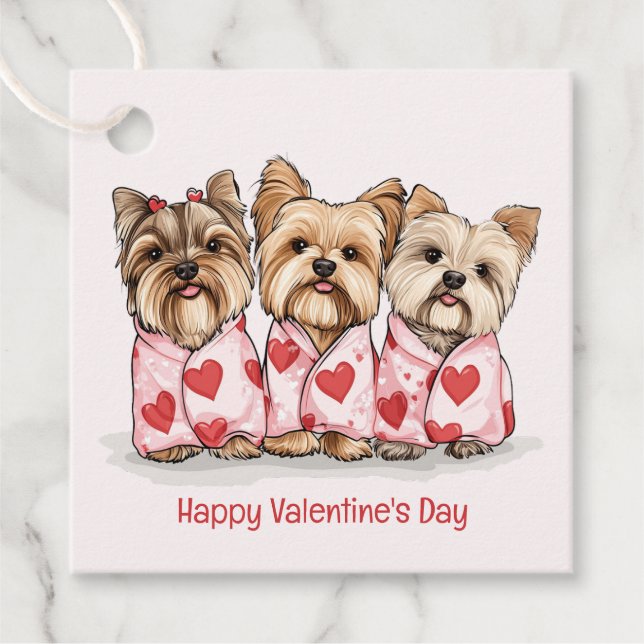 Happy Valentines Day Yorkshire Terrier Dogs Geschenkanhänger (Vorderseite)