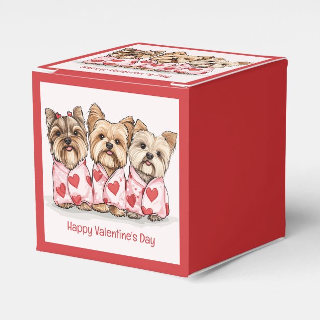 Happy Valentines Day Yorkshire Terrier Dogs Geschenkschachtel (Vorderseite)