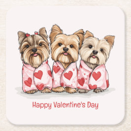 Happy Valentines Day Yorkshire Terrier Dogs Rechteckiger Pappuntersetzer