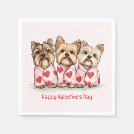 Happy Valentines Day Yorkshire Terrier Dogs Serviette