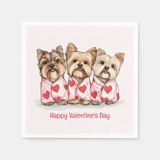 Happy Valentines Day Yorkshire Terrier Dogs Serviette (Vorderseite)