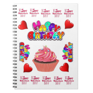 Happy Valentine's Happy Birthday Notebook Notizblock