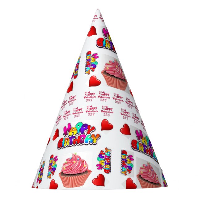 Happy Valentine's Happy Birthday Paper Party Partyhütchen (Vorderseite)
