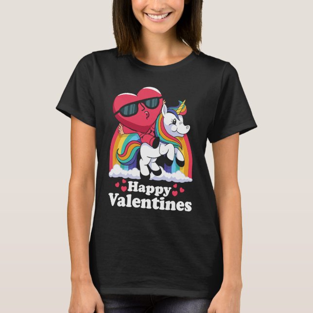 Happy Valentines Heart Unicorn T-Shirt (Vorderseite)
