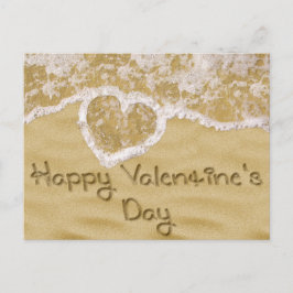 "Happy Valentine's" Herz geschrieben in Sand Feiertagspostkarte