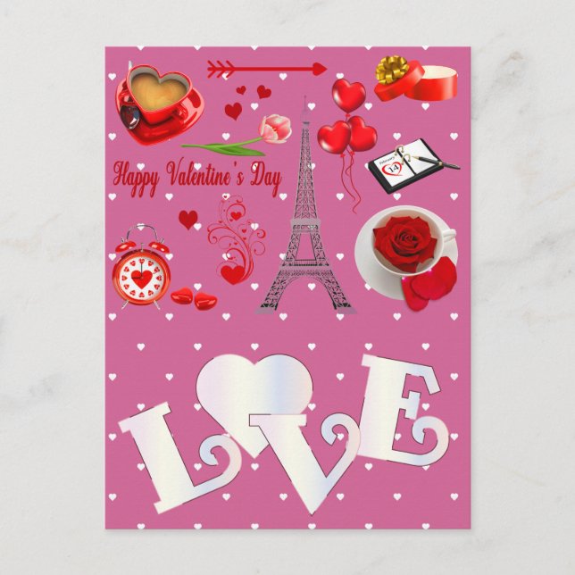 Happy valentines Hintergrund mit Herzen Postkarte (Vorderseite)