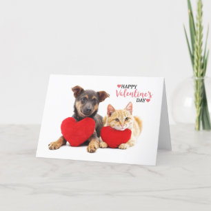 Happy Valentine's Hund und Katze Feiertagskarte