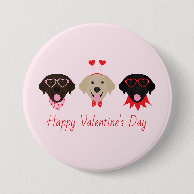 Happy Valentines Labrador Retriever Hunde Button (Vorderseite)