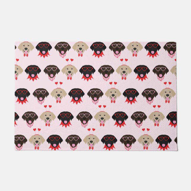 Happy Valentines Labrador Retriever Hunde Fußmatte (Vorderseite)
