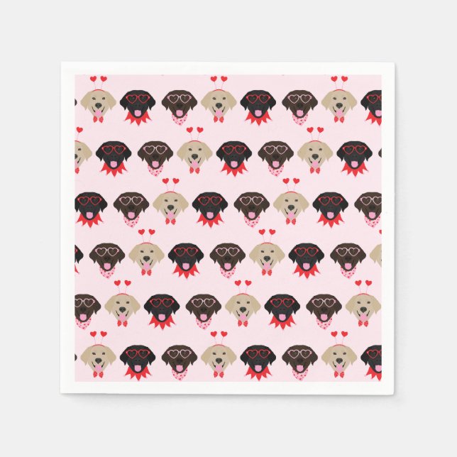 Happy Valentines Labrador Retriever Hunde Serviette (Vorderseite)