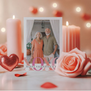 Happy Valentines Modern Pink Foto Feiertagskarte