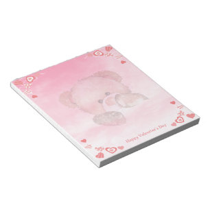 Happy Valentines Niedlich Teddy Bear Notizblock