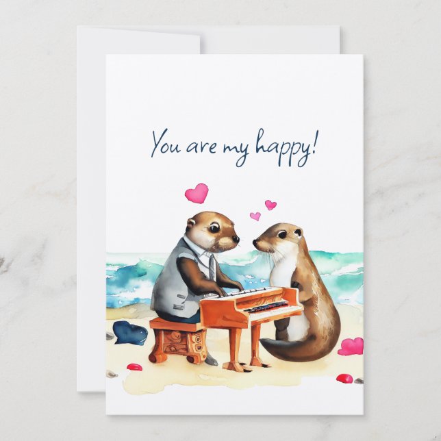 Happy Valentines Otter Feiertagskarte (Vorderseite)