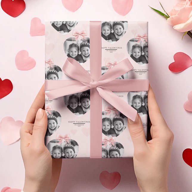 Happy Valentine's Personalisiert Heart Foto Pastel Geschenkpapier (Von Creator hochgeladen)