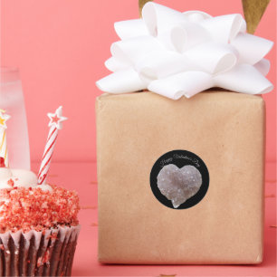 Happy Valentines Pink Amethyst Crystals Herz Runder Aufkleber