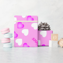 Happy Valentines Pink und White Hearts Muster Geschenkpapier