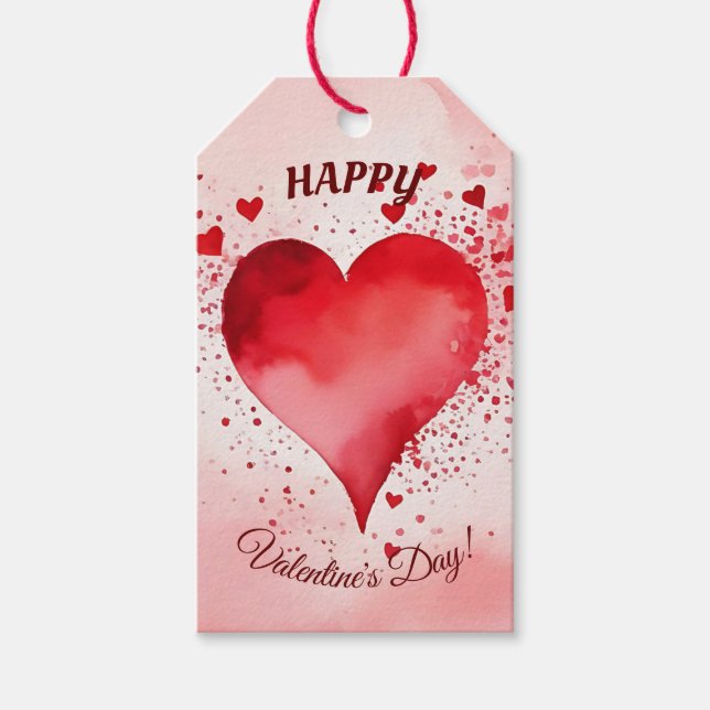 Happy Valentines Red Heart Geschenkanhänger (Vorderseite)