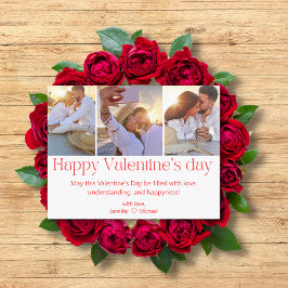 Happy Valentines Tag 3 Fotos sammeln rotes Skript Feiertagskarte