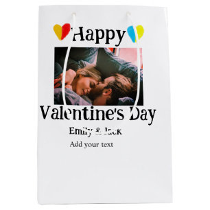 Happy valentine's Tag fügen Sie Pärchen Namen Foto Mittlere Geschenktüte
