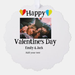 Happy valentine's Tag fügen Sie Pärchen Namen Foto Ornament Karte