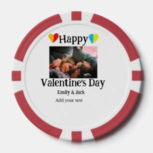Happy valentine's Tag fügen Sie Pärchen Namen Foto Pokerchips