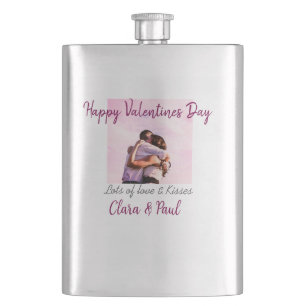 Happy Valentines Tag moderne Küsse Liebe Name p Flachmann