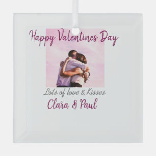 Happy Valentines Tag moderne Küsse Liebe Name p Ornament Aus Glas