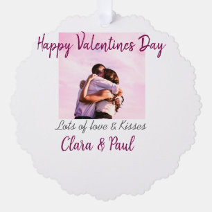 Happy Valentines Tag moderne Küsse Liebe Name p Ornament Karte
