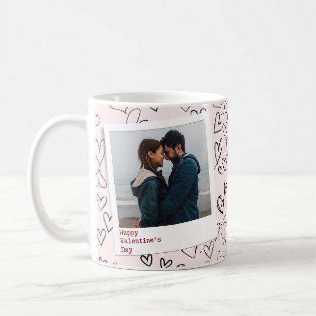 Happy Valentines Tag moderne stilvolle romantische Kaffeetasse (Links)