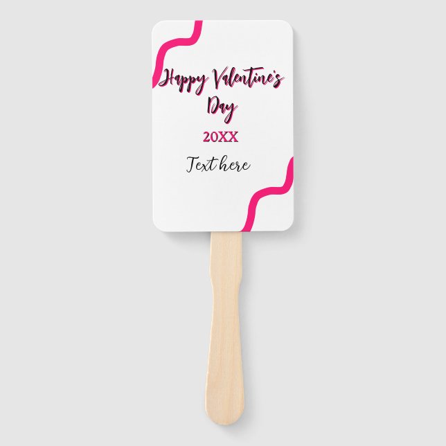 Happy Valentine's Tag rosa schwarze Spiralfett let Fächer (Vorderseite)