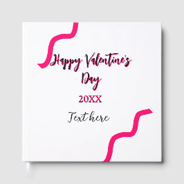 Happy Valentine's Tag rosa schwarze Spiralfett let Gästebuch