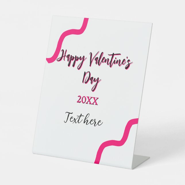 Happy Valentine's Tag rosa schwarze Spiralfett let Sockelschild (Vorderseite)